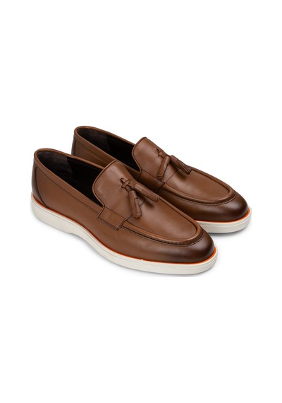 Deery Hakiki Deri Taba Rengi Püsküllü Erkek Loafer - 01958mtbac01 Taba
