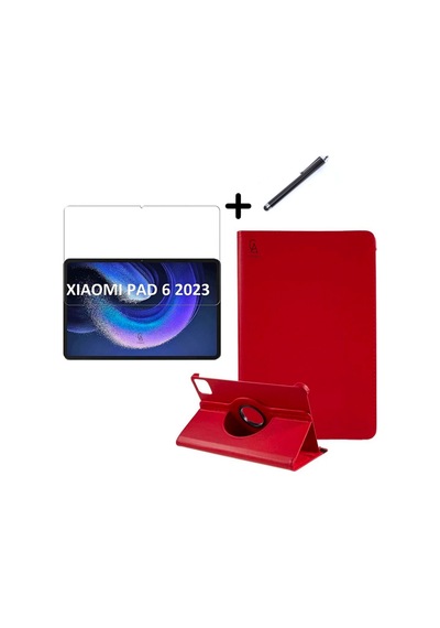 Xiaomi Pad 6 11 İnç Uyumlu 360 Dönebilen Standlı Tablet Kılıfı Ekran Koruyucu Ve Kalem Seti Kapaklı Kılıf