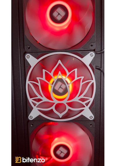 Lotus Çiçeği Desenli V2 120x120 Mm Pc Fan Kapağı - Masaüstü Bilgisayar Fan Kapağı Beyaz