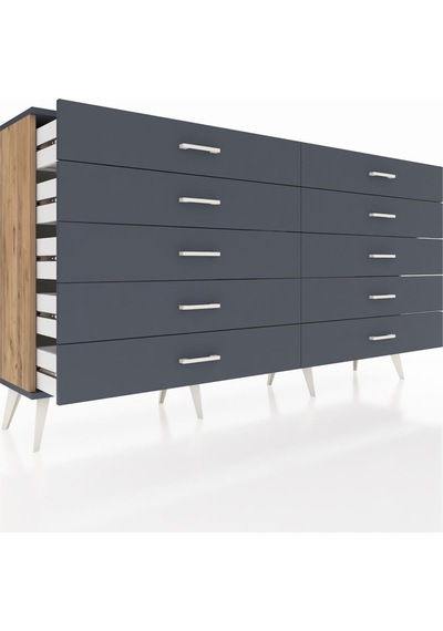 Arges Konsol 10 Çekmeceli 176x30x99 Çam-antrasit Çam-antrasit Arges Konsol 10 Çekmeceli 176x30x99 Çam-antrasit Çam-antrasit