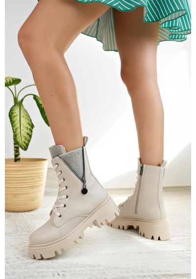 Nesil Shoes İfs 308 Ten Taşlı Kadın Bot-ten Ten
