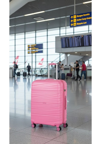 Premium Ultra Dayanıklı Büyük Boy Valiz - Pembe %100 Saf Pp Çok Renkli