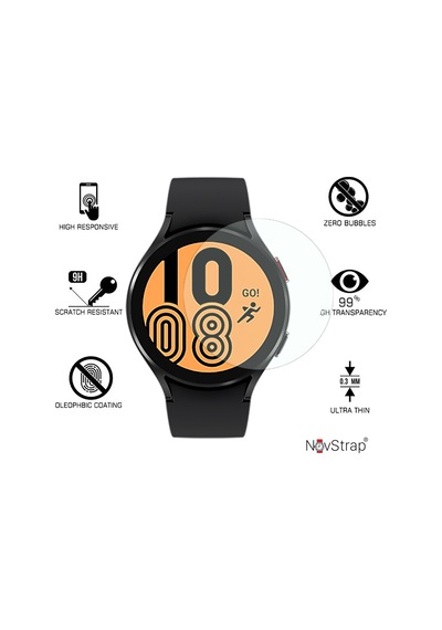 Novstrap Samsung Galaxy Watch 4 44mm İle Uyumlu Ekran Koruyucu Temperli Cam Kolay Uygulama Aparatlı