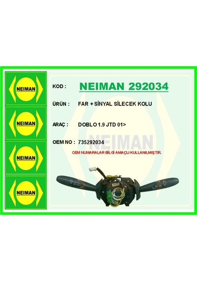Bescher Far Sinyal Silecek Kolu Doblo 1.9 Jtd 01 Neıman 292034 735292034