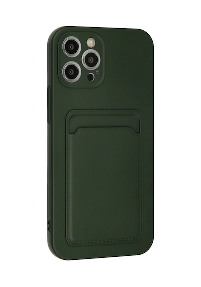 Cosmotex Newface İphone 12 Pro Max Kılıf Kelvin Kartvizitli Silikon - Koyu Yeşil