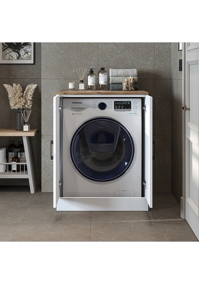 Çamaşır Kurutma Makinesi Alt Dolabı Kapaklı Banyo Alt Dolap.51 Atlantik Çam - Beyaz Çamaşır Kurutma Makinesi Alt Dolabı Kapaklı Banyo Alt Dolap.51 Atlantik Çam - Beyaz