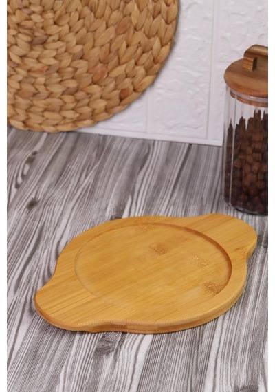 Bambum Pade - Yuvarlak Sahan 18 Cm Bambu Altlık Ahşap