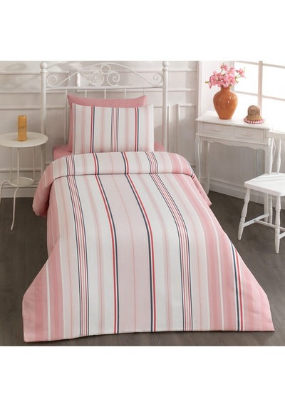 Asos Tek Kişilik Pamuklu Nevresim Seti 160x220 Pudra