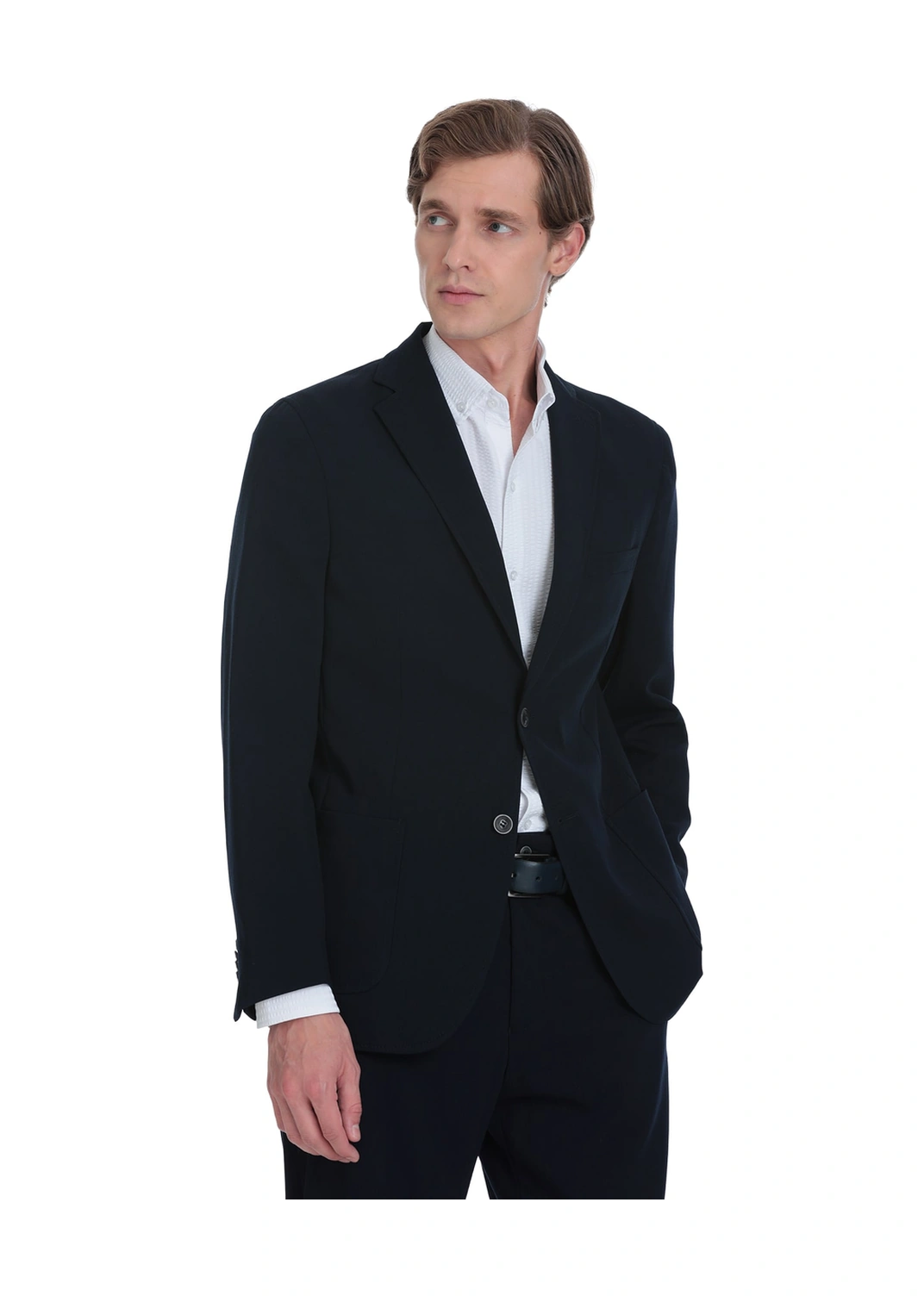 Hatemoğlu Lacivert Slim Fit Mono Yaka Casual Takım Elbise Lacivert