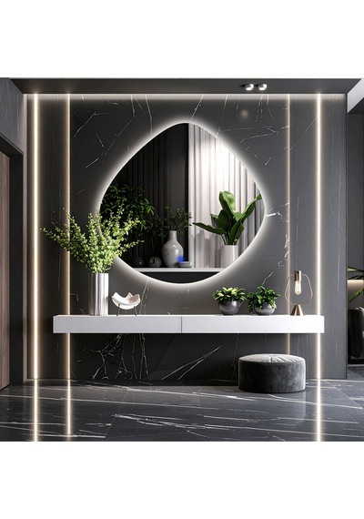 Zynor Beyaz Led'li Lazer Kumlamalı Lavabo & Banyo Aynası Dokunmatik Sensörlü 100 X 100 Cm