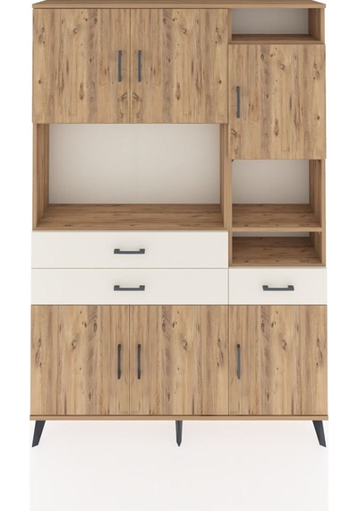 Arges Dolap 10 Raflı 3 Çekmeceli 6 Kapaklı 132x30x195 Çam-çam... Çam