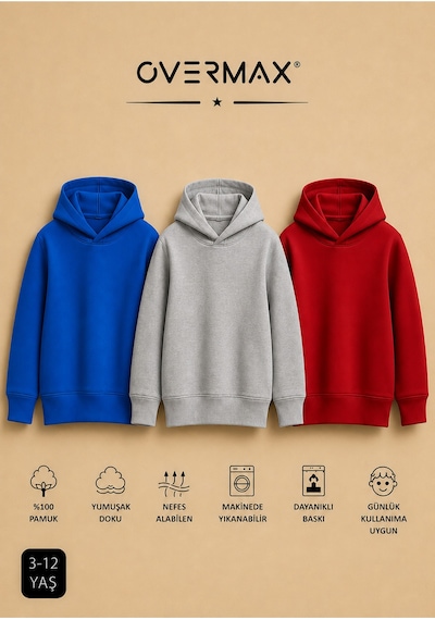 Overmax Çocuk 3'lü Sweatshirt Takımı 3-12 Yaş Saks Mavisi-gri-kırmızı - 917542430 Saks Mavisi-gri-kırmızı Overmax Çocuk 3'lü Sweatshirt Takımı 3-12 Yaş Saks Mavisi-gri-kırmızı - 917542430 Saks Mavisi-gri-kırmızı