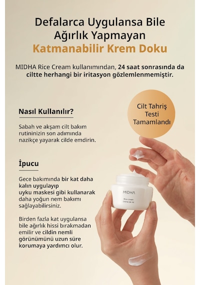 Pirinç Özü İçeren Cilt Bariyerini Destekleyen Yoğun Nemlendirici & Aydınlatıcı Krem Mıdha Rice Cream