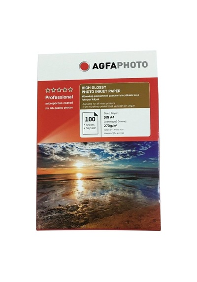 Agfaphoto Fotoğraf Kağıdı 270gr 100'lü A4 Inkjet Renkli Baskı Kağıt Çeşidi Resim Çıktısı