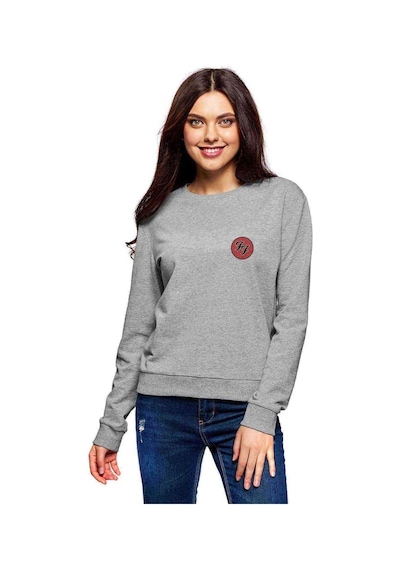 Fighters Ff Logo Baskılı Gri Kadın Sweatshirt