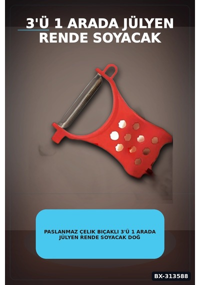 Paslanmaz Çelik Bıçaklı 3'ü 1 Arada Jülyen Rende Soyacak Doğrayıcı Mutfak Aleti Bx-313588 Diğer