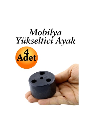 Capsule 3.7 Cm Siyah 4 Adet Mobilya Ayak Yükseltici Baza Ayağı Koltuk Kanepe Altı Puf Ayakları Siyah Siyah