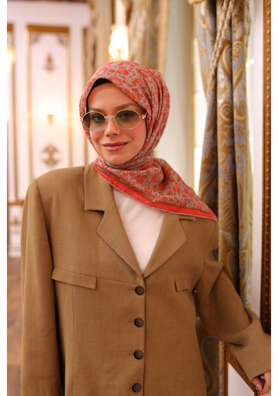 Silk Home Soft Eşarp 73077-23 Parlak Turuncu, Gri, Pembe