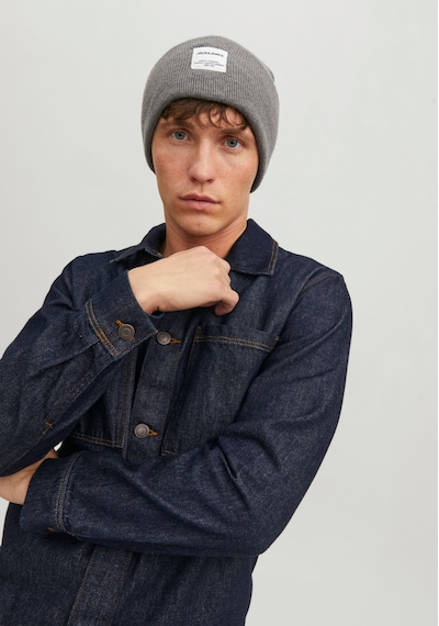 Jack & Jones Logo Etiketli Bere - Long 12150627 Grey Melange