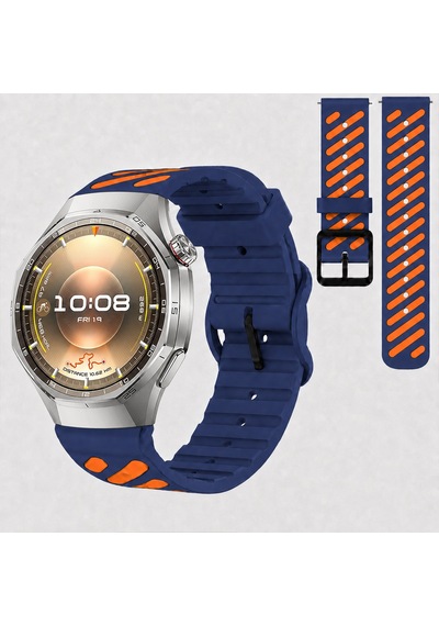 Huawei Watch Gt 6 Pro 46 Mm Uyumlu Çift Renkli Delikli Silikon Spor Kordon