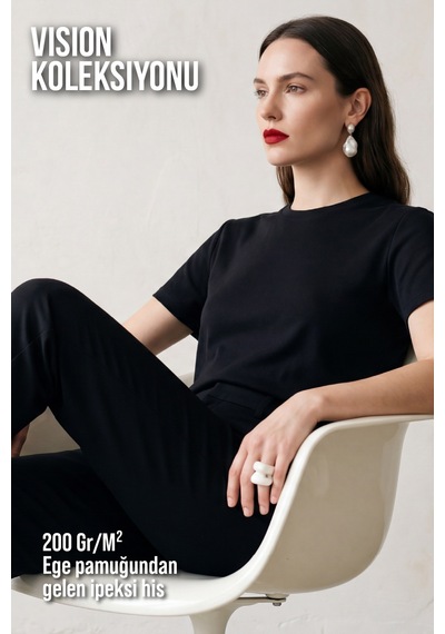 Goffra Kadın Vision Bisiklet Yaka Premium Kalite Yoğun Dokulu Pamuklu T-shirt Siyah W101-r0220-08 Goffra Kadın Vision Bisiklet Yaka Premium Kalite Yoğun Dokulu Pamuklu T-shirt Siyah W101-r0220-08