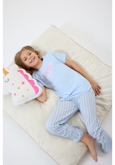 Arnetta Kız Çocuk Mavi Pijama Takım Mavi
