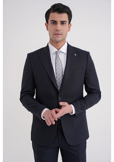 Efor Slim Fit Çift Yırtmaç Sivri Yaka Esnek Lacivert Klasik Takım Elbise Tk 939 Lacivert