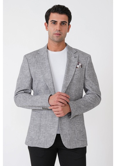 Comfort Fit Torba Cep Esnek Pamuklu Nefti Blazer Ceket C 740