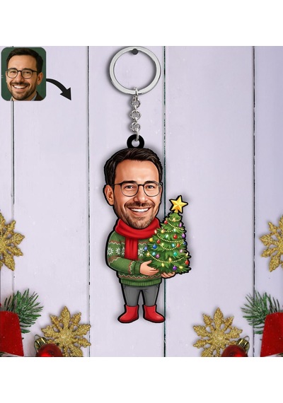 Bk Gift Kişiye Özel Erkek Yılbaşı Karikatürlü Ahşap Anahtarlık -14, Yeni Yıl Hediyesi, Yılbaşı Hediyesi Kobitmeyencom35815 Bk Gift