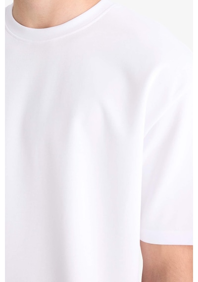 Defacto Oversize Geniş Kalıp Bisiklet Yaka Kısa Kollu Basic Düz Ağır Kumaş Tişört X3926az26spwt34 Beyaz-wt34