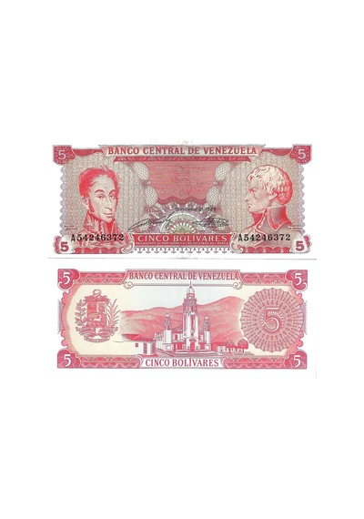 Venezuela 1989 Yılı 5 Bolivares Yabancı Kağıt Para Çil Unc Koleksiyon Para