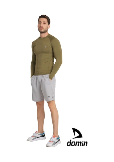 Hnc Sport Erkek Uzun Kol Haki Rahat Fit Compression Spor Body Tshirt