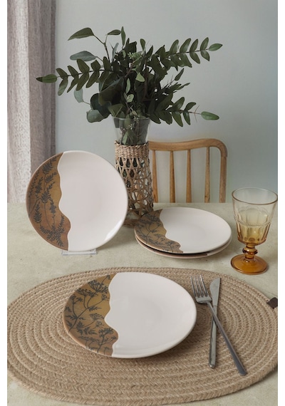 Keramika Terra Leaf Ege Pasta Tabağı 20 Cm 4 Adet 22878-79 Çok Renkli