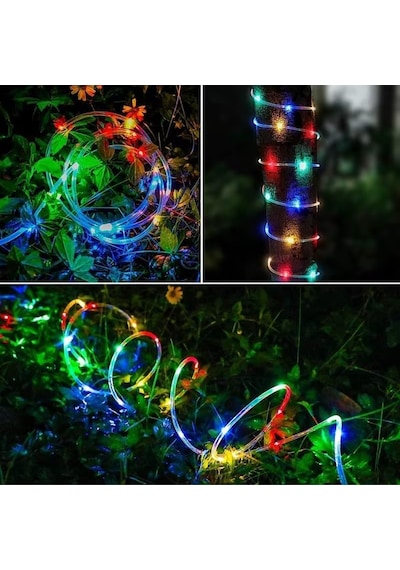 Tr Güneş Enerjili Esnek Şerit Hortum Bahçe Aydınlatması 10 Metre Rgb Çok Renkli
