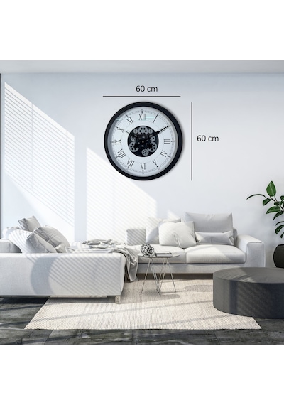 Roma Signature 60 Cm Çarklı Siyah Duvar Saati Çok Renkli