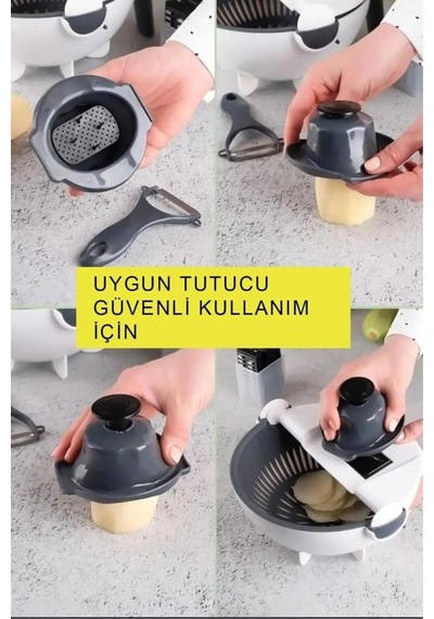 11 Parça Çok Amaçlı Süzgeçli Sebze Doğrayıcı Ve Rende Seti Dilimleyici & Yıkama Kabı Diğer