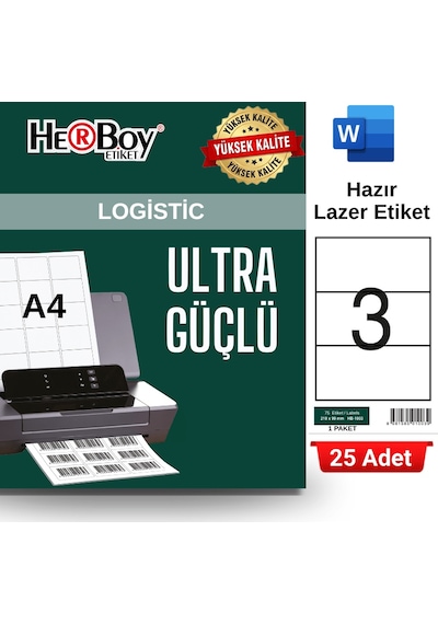 Herboy Hb-1003 210 X 99 Mm A4 Laser Etiket 25 Adet