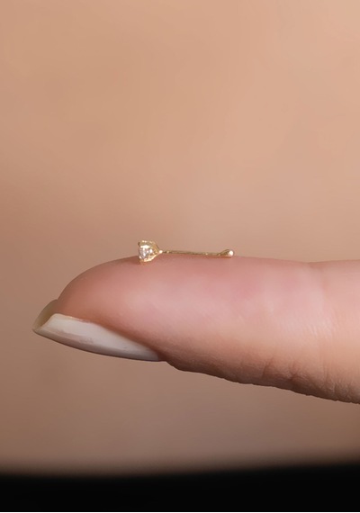 14 Ayar Altın Mini Tektaş Geçmeli Hızma Sarı