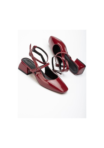 Aymood St-003 Bordo Rugan Günlük 4 Cm Topuklu Ayakkabı Bordo