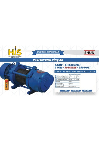 2000 Kg Profesyonel Vinç 380 Volt 30 Metre