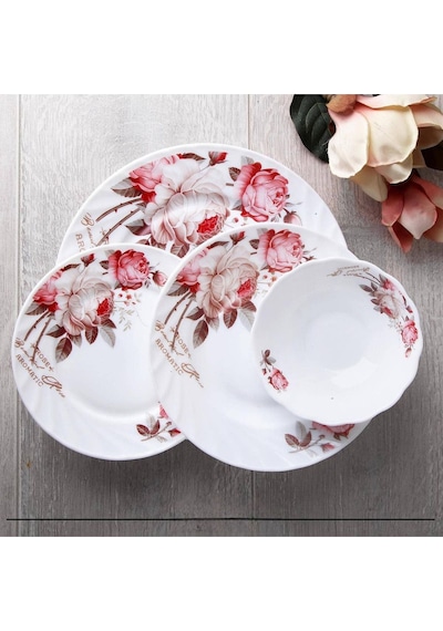 Opal Tatlı Tabak Rose Desen 17.6 Cm 6 Adet Beyaz