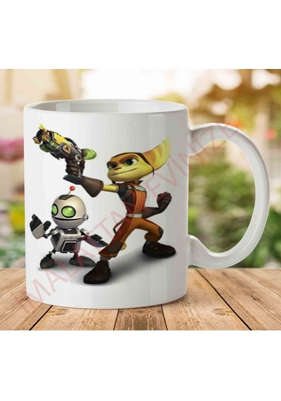 A2540 Ratchet Clank İki Tarafı Baskılı Kupa Bardak.jpg Çok Renkli