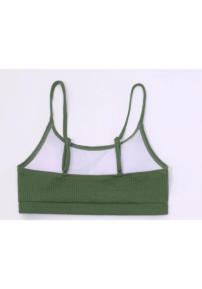 Angelsin Yüksek Bel Özel Kumaş Tankini Bikini Üstü Yeşil