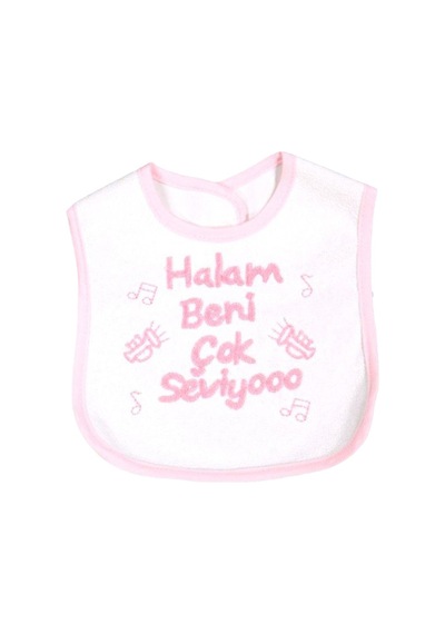 Bebegen Kız Bebek Halam Beni Çok Seviyooo Nakışlı Pembe Su Geçirmez Önlük Çok Renkli