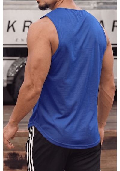 Genius Store Erkek Sporcu Atleti Sıfır Kol Tişört Fitness Gym Antrenman Tişörtü Ter Tutmayan Atlet Sıfırkol-2026 Saks Mavi