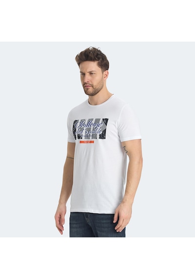 Slazenger RATAN Erkek Baskılı Beyaz Tişört