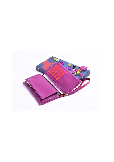 Ozka Leather Collection Mor Damla Model Trend Kadın Cüzdanı + Anahtarlık