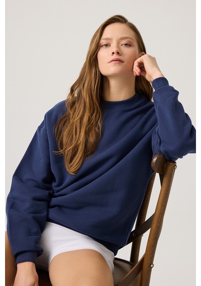 Los Ojos Lacivert Geniş Kalıp Bisiklet Yaka Sweatshirt Crew Neck Lacivert Lacivert
