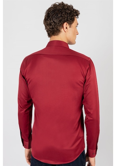 Tudors Modern Slim Fit Dar Kesim Düz Erkek Gömlek-24100 Bordo Tudors Modern Slim Fit Dar Kesim Düz Erkek Gömlek-24100 Bordo