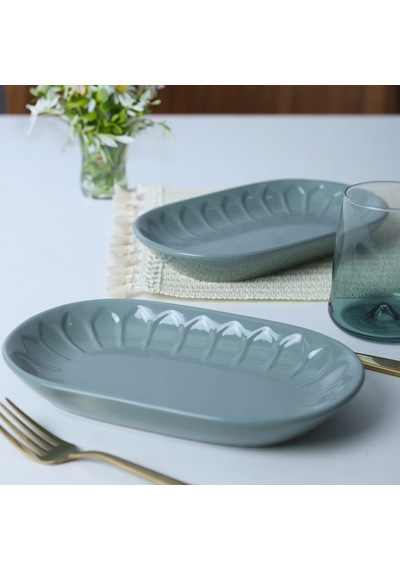 Keramika Yeşil Badem Kayık Tabak 25 Cm 2 Adet 326